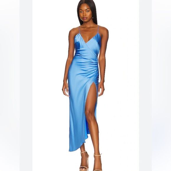 NWT Ser.O.Ya Emma Dress Marina Blue Medium Silk Revolve - Picture 1 of 15